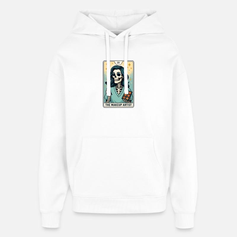 Maquilleuse squelette, conception de tarot - Sweat à capuche unisexe Stanley/Stella Oversized - blanc