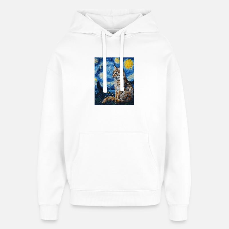 Lynx style Van Gogh étoilé - Sweat à capuche unisexe Stanley/Stella Oversized - blanc