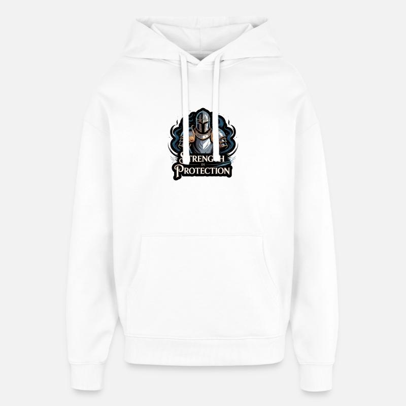 Conception du t-shirt Knight Shield Strength - Sweat à capuche unisexe Stanley/Stella Oversized - blanc