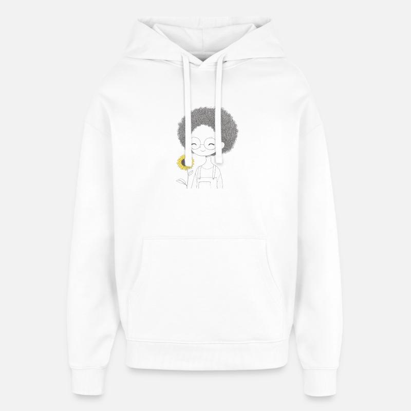 Fille joyeuse avec tournesol - Sweat à capuche unisexe Stanley/Stella Oversized - blanc