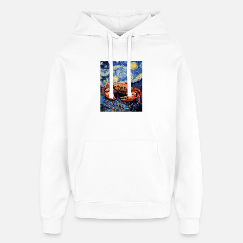 Crabe style Van Gogh étoilé - Sweat à capuche unisexe Stanley/Stella Oversized - blanc