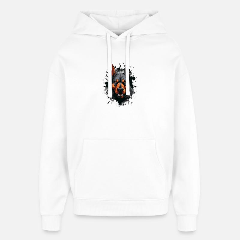 Chien Doberman - Sweat à capuche unisexe Stanley/Stella Oversized - blanc