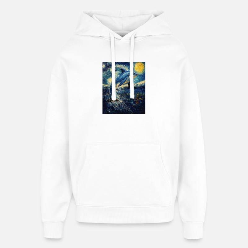 Delfin Style Van Gogh Étoilé - Sweat à capuche unisexe Stanley/Stella Oversized - blanc