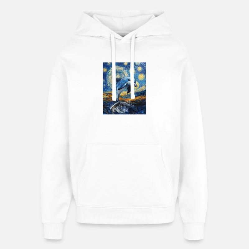 Delfin Style Van Gogh Étoilé - Sweat à capuche unisexe Stanley/Stella Oversized - blanc