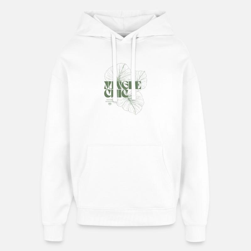 Feuille tropicale Monstera Design - Sweat à capuche unisexe Stanley/Stella Oversized - blanc