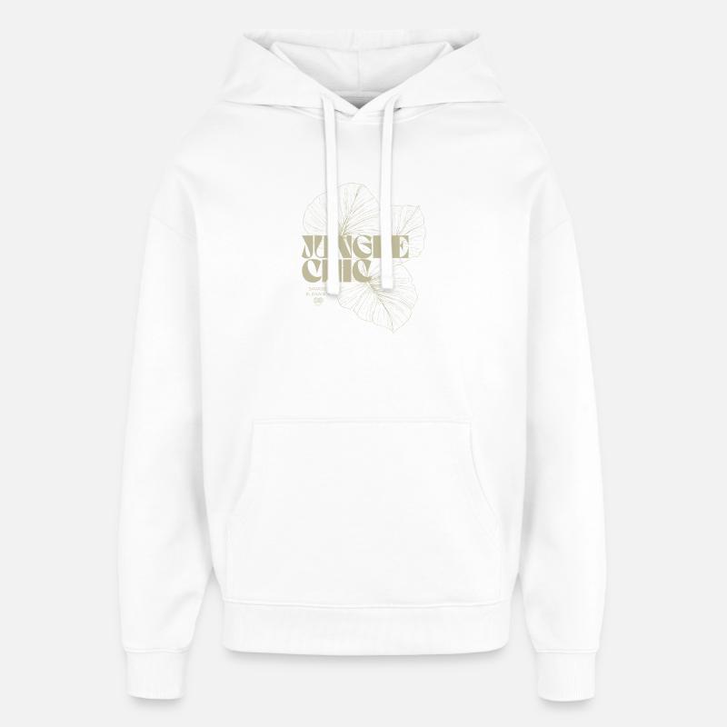 Motif de feuille de Monstera tropical - Sweat à capuche unisexe Stanley/Stella Oversized - blanc