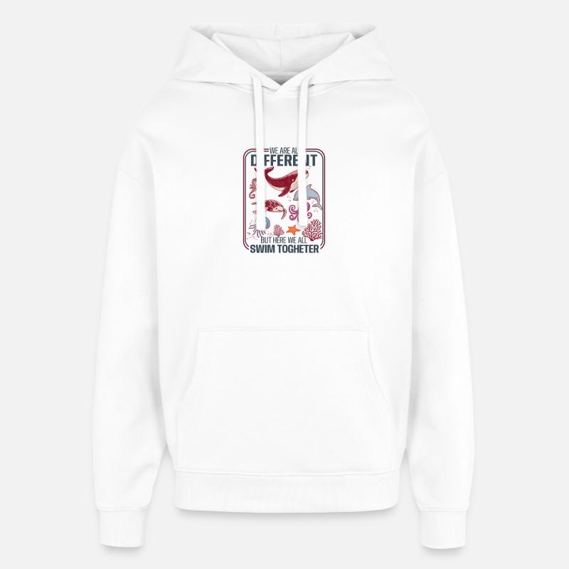 Diversité sous-marine Unity Design - Sweat à capuche unisexe Stanley/Stella Oversized - blanc