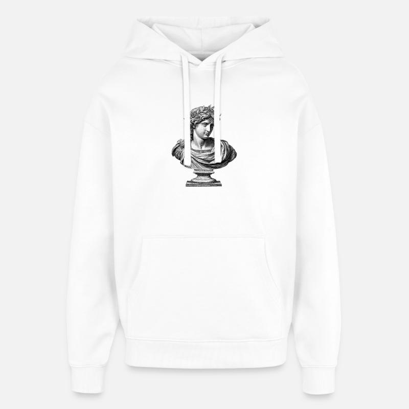 Buste antique Apollon - Gravure classique - Sweat à capuche unisexe Stanley/Stella Oversized - blanc