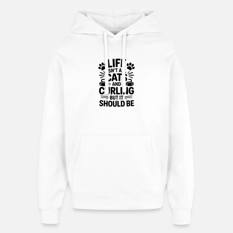Curling Dire Chats Drôle Curling Cadeau - Sweat à capuche unisexe Stanley/Stella Oversized - blanc