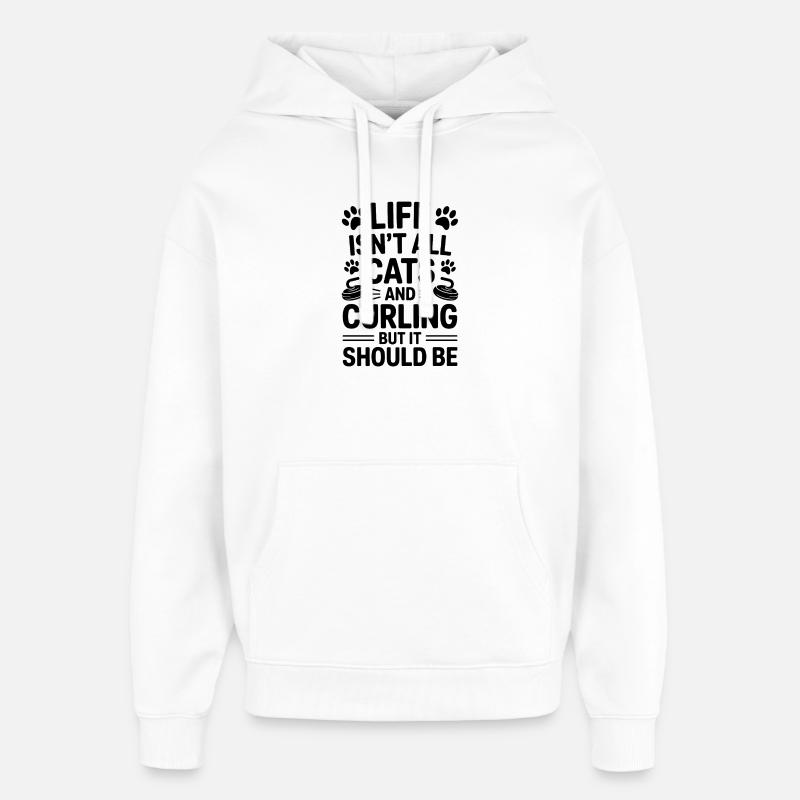 Curling Dire Chats Drôle Curling Cadeau - Sweat à capuche unisexe Stanley/Stella Oversized - blanc