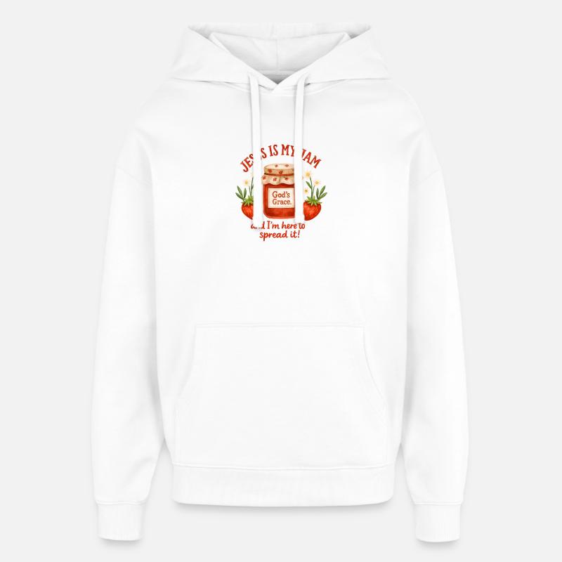 Jesus Jam La grâce de Dieu - Sweat à capuche unisexe Stanley/Stella Oversized - blanc