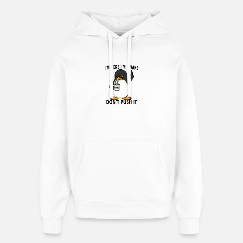 Drôle de pingouin café tôt dire - Sweat à capuche unisexe Stanley/Stella Oversized - blanc