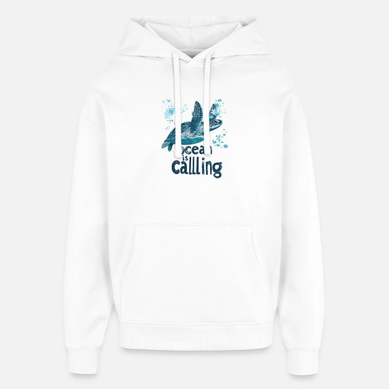 Tortue - l’océan vous appelle - Sweat à capuche unisexe Stanley/Stella Oversized - blanc