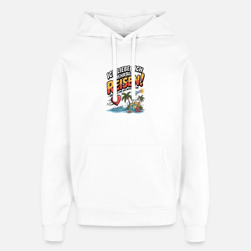 Je t’aime plus que voyager - Sweat à capuche unisexe Stanley/Stella Oversized - blanc