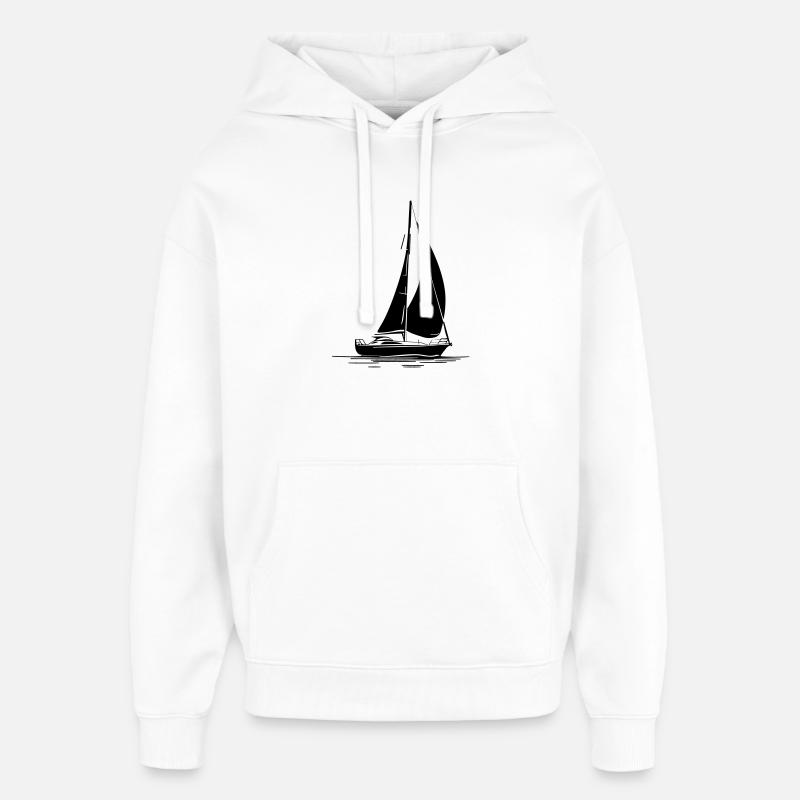 Silhouette de voilier - Sweat à capuche unisexe Stanley/Stella Oversized - blanc