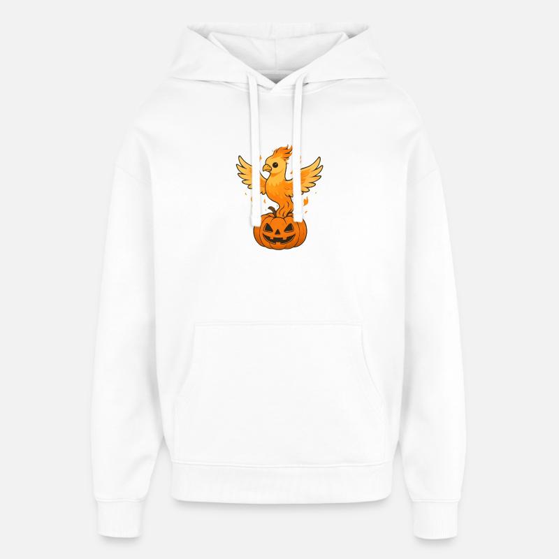 Phénix ardent sur citrouille - Sweat à capuche unisexe Stanley/Stella Oversized - blanc