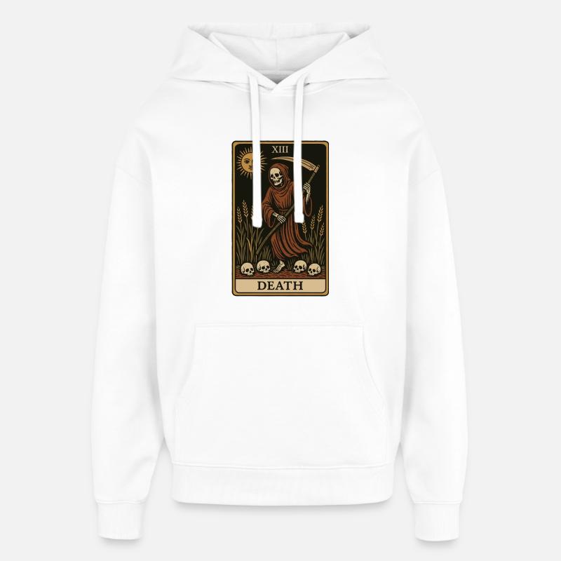 Death Tarot Card Spooky Season Design - Sweat à capuche unisexe Stanley/Stella Oversized - blanc