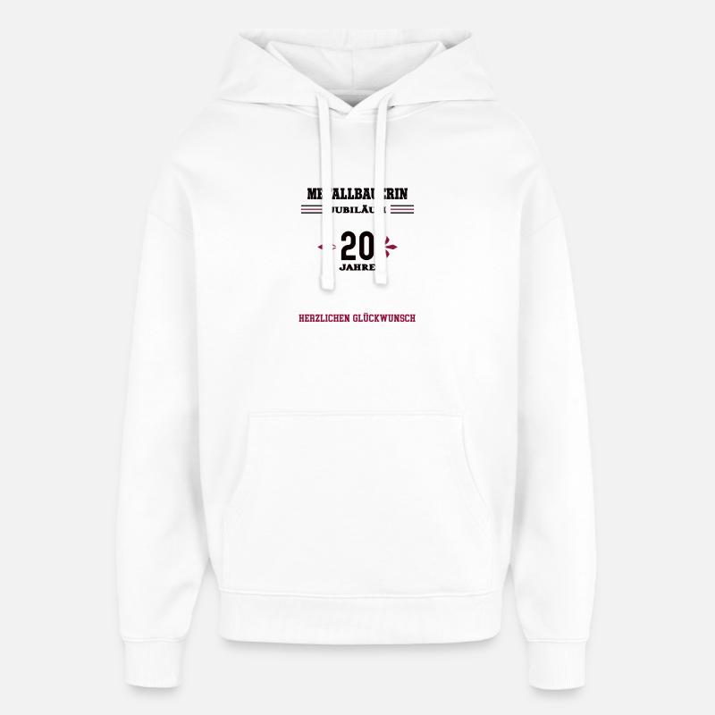 Métallurgiste 20e anniversaire 20e anniversaire Metallbau - Sweat à capuche unisexe Stanley/Stella Oversized - blanc