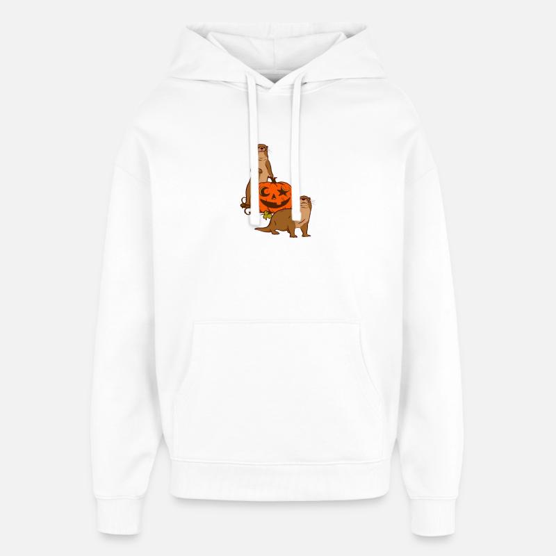 Loutre de mer dessin animé Halloween - Sweat à capuche unisexe Stanley/Stella Oversized - blanc