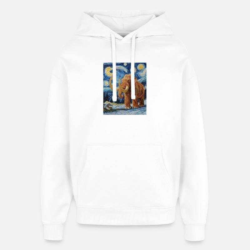 Mammouth Van Gogh Nuit étoilée - Sweat à capuche unisexe Stanley/Stella Oversized - blanc