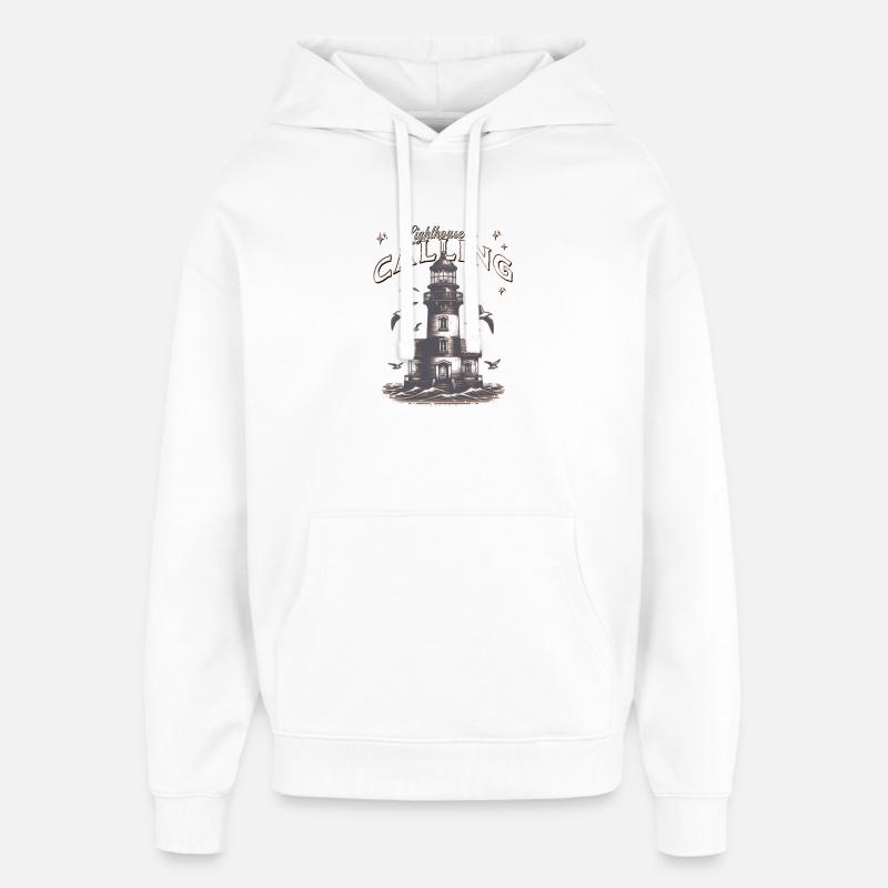 Le phare appelle les nuits côtières - Sweat à capuche unisexe Stanley/Stella Oversized - blanc