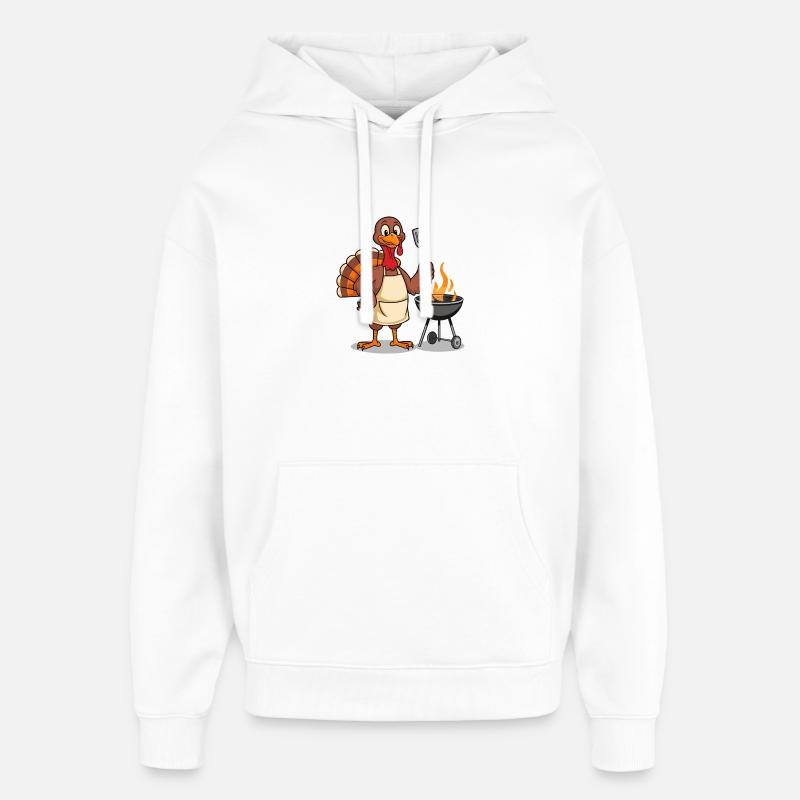 Drôle de dinde Grillade Thanksgiving - Sweat à capuche unisexe Stanley/Stella Oversized - blanc