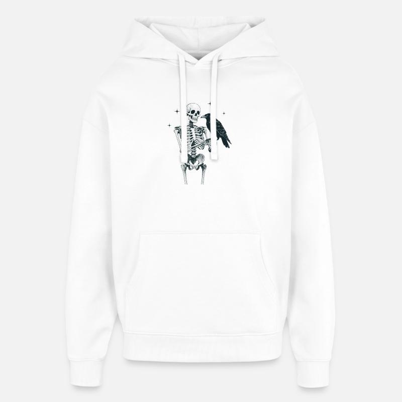 Squelette avec corbeau - Sweat à capuche unisexe Stanley/Stella Oversized - blanc