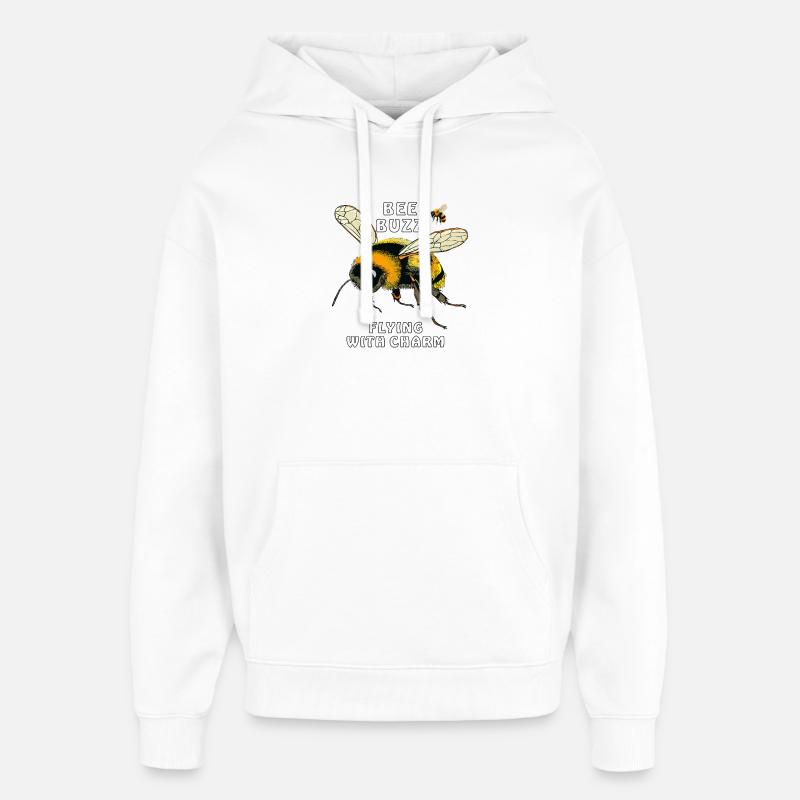 BOURDONS BOURDONNEMENT D’ABEILLES VOLANT AVEC CHARME - Sweat à capuche unisexe Stanley/Stella Oversized - blanc