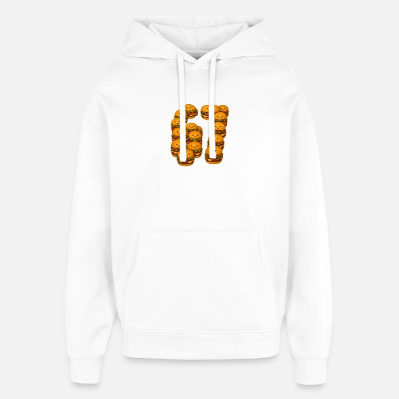 Drôle 67 Mème avec Burger - Sweat à capuche unisexe Stanley/Stella Oversized - blanc