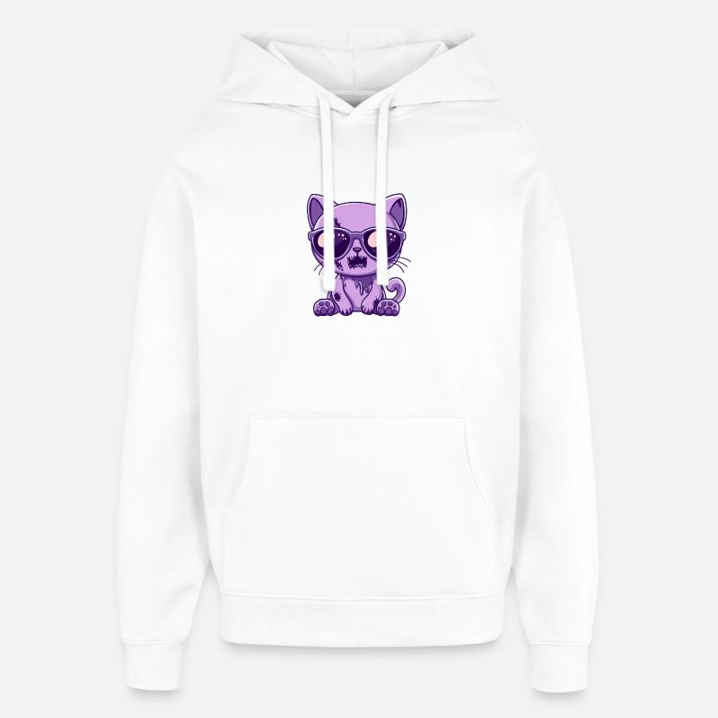 Chat Halloween - Sweat à capuche unisexe Stanley/Stella Oversized - blanc