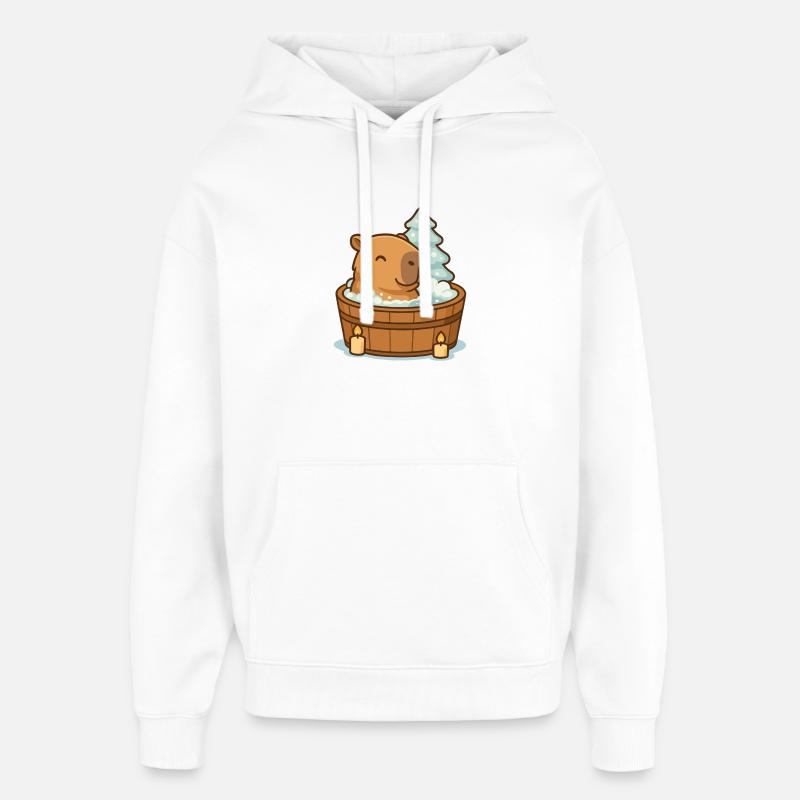 ✨ Wellness Capybara – Noël - Sweat à capuche unisexe Stanley/Stella Oversized - blanc
