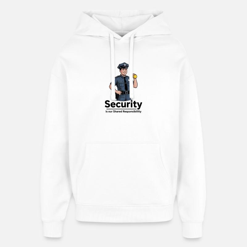 Agent de sécurité Spotlight Graphic - Sweat à capuche unisexe Stanley/Stella Oversized - blanc