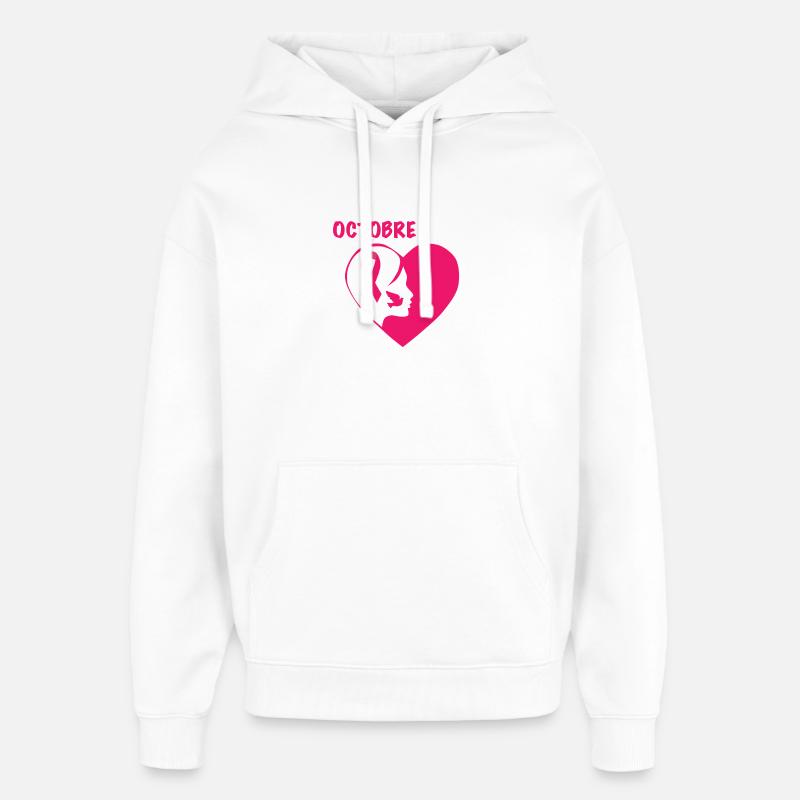 Octobre Rose Cœur Solidarité - Sweat à capuche unisexe Stanley/Stella Oversized - blanc