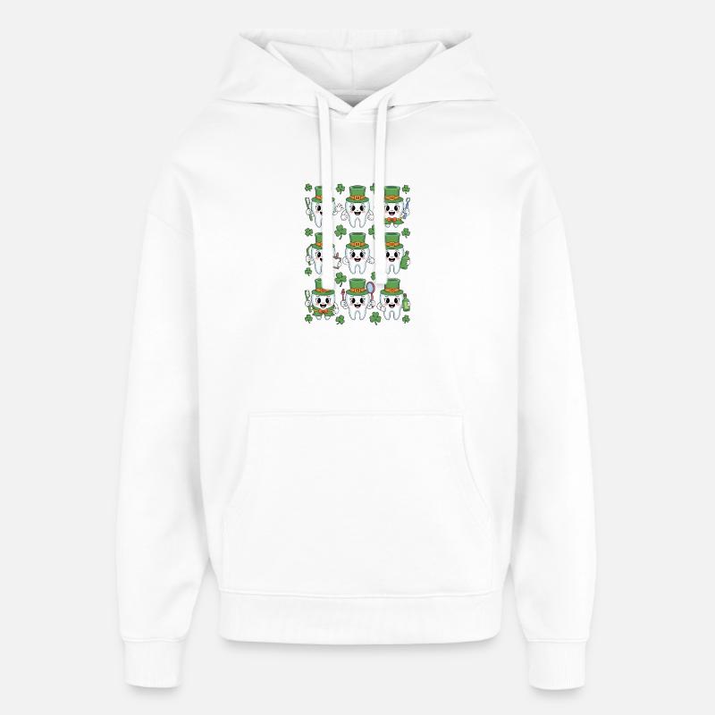 Drôle de dentiste St Patricks Day - Sweat à capuche unisexe Stanley/Stella Oversized - blanc
