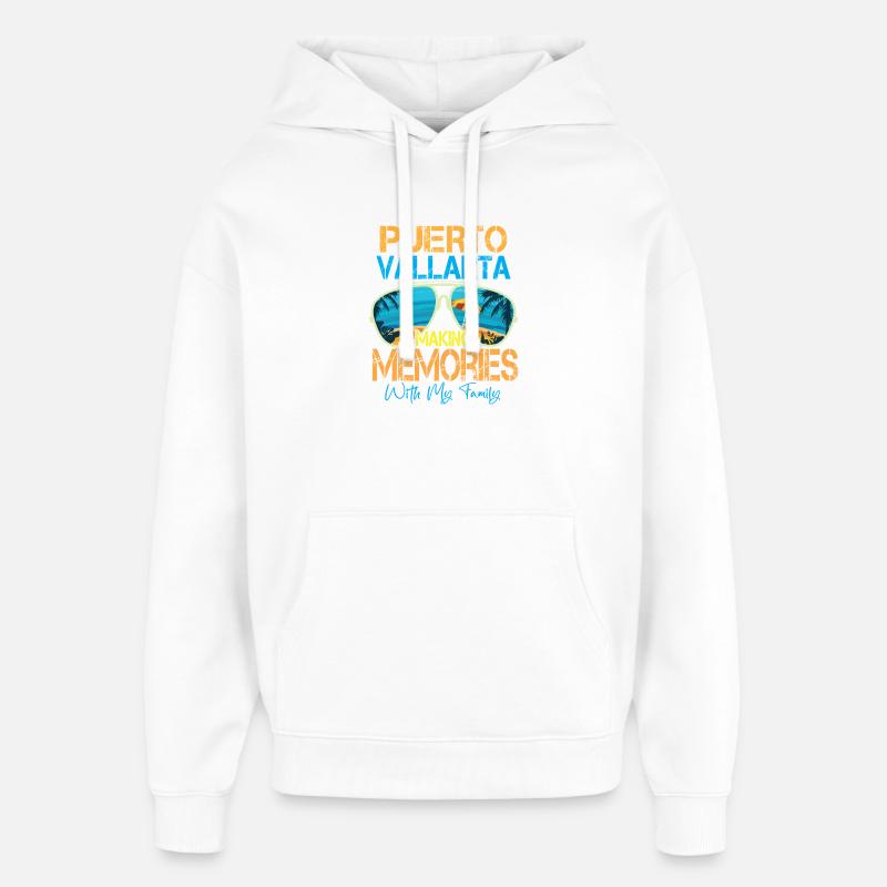 Puerto Vallarta crée des souvenirs - Sweat à capuche unisexe Stanley/Stella Oversized - blanc