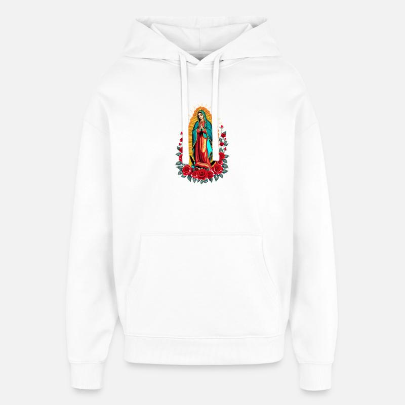 Guadalupe Mary Rosary - Oversized Unisex Hoodie by Stanley/Stella - white