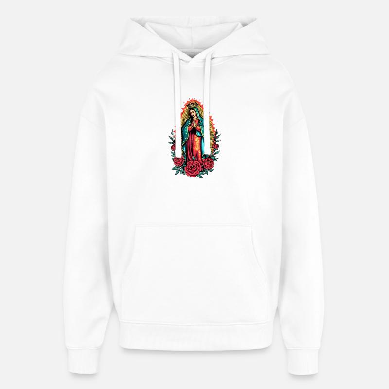 Vierge Guadalupe Rose Icône - Sweat à capuche unisexe Stanley/Stella Oversized - blanc