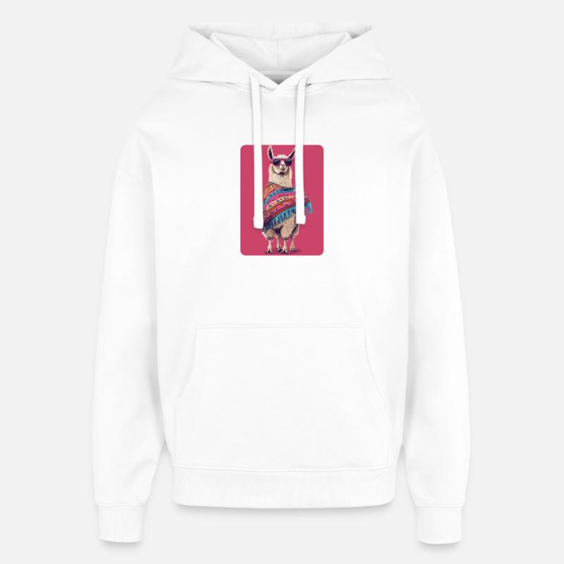 lama - Sweat à capuche unisexe Stanley/Stella Oversized - blanc