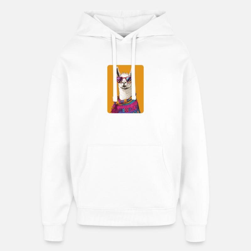 lama - Sweat à capuche unisexe Stanley/Stella Oversized - blanc