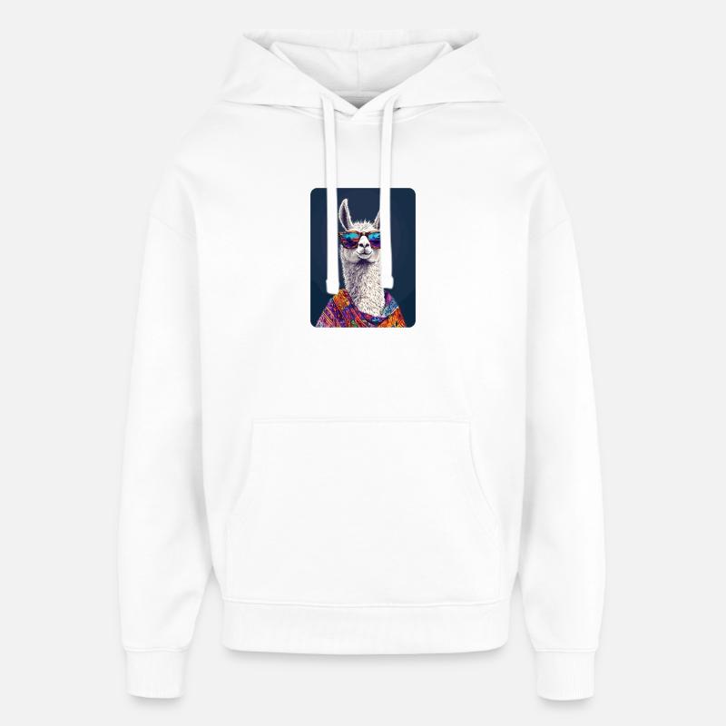 lama - Sweat à capuche unisexe Stanley/Stella Oversized - blanc