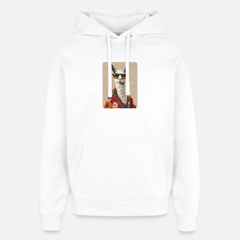 lama - Sweat à capuche unisexe Stanley/Stella Oversized - blanc