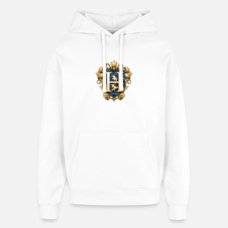 H Lettre Nom Couronne - Sweat à capuche unisexe Stanley/Stella Oversized - blanc