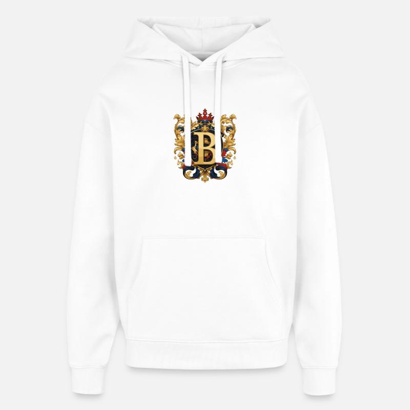 B Lettre Nom Couronne - Sweat à capuche unisexe Stanley/Stella Oversized - blanc
