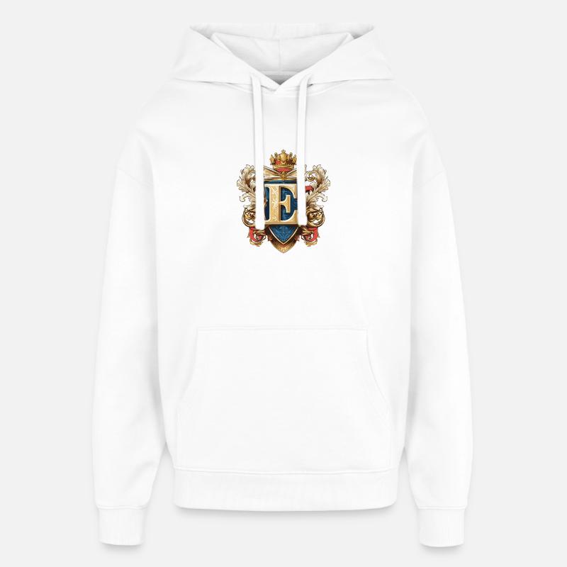 E Lettre Nom Couronne - Sweat à capuche unisexe Stanley/Stella Oversized - blanc