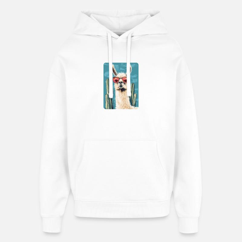 lama - Sweat à capuche unisexe Stanley/Stella Oversized - blanc