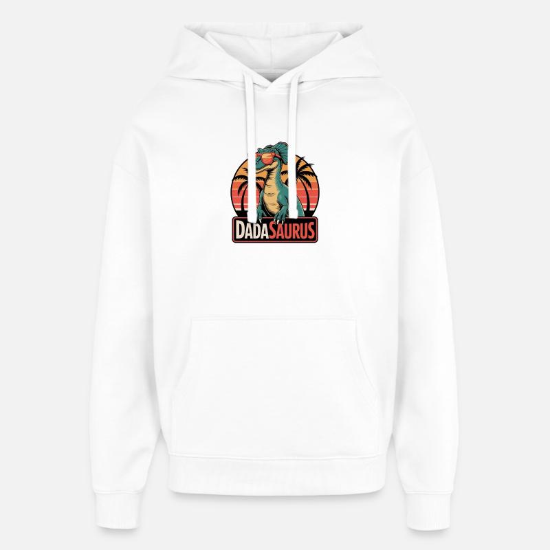 Dadasaurus Cool Dinosaure Rétro Palmiers - Sweat à capuche unisexe Stanley/Stella Oversized - blanc