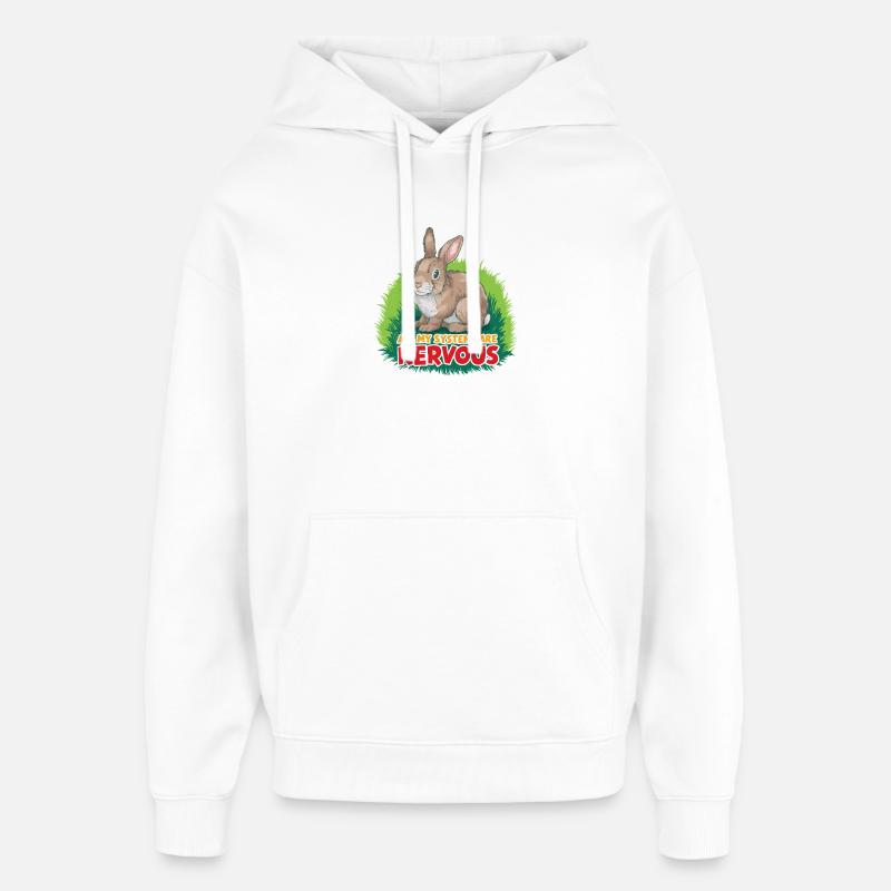 Lapin nerveux: blague système - Sweat à capuche unisexe Stanley/Stella Oversized - blanc