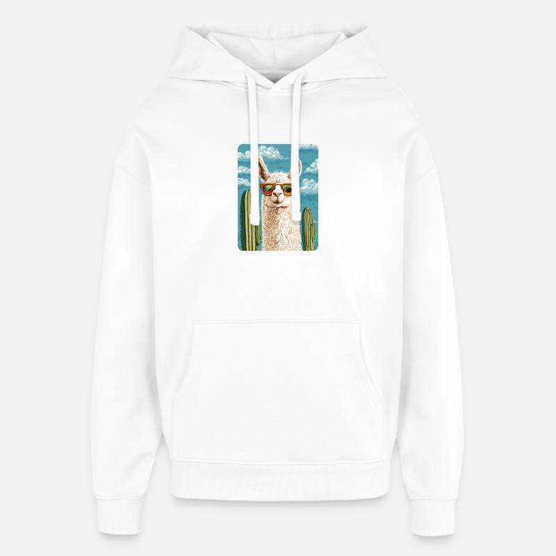 lama - Sweat à capuche unisexe Stanley/Stella Oversized - blanc