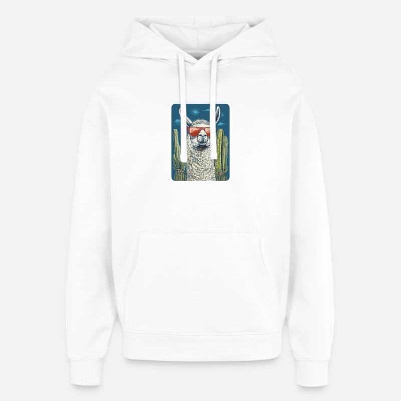 lama - Sweat à capuche unisexe Stanley/Stella Oversized - blanc