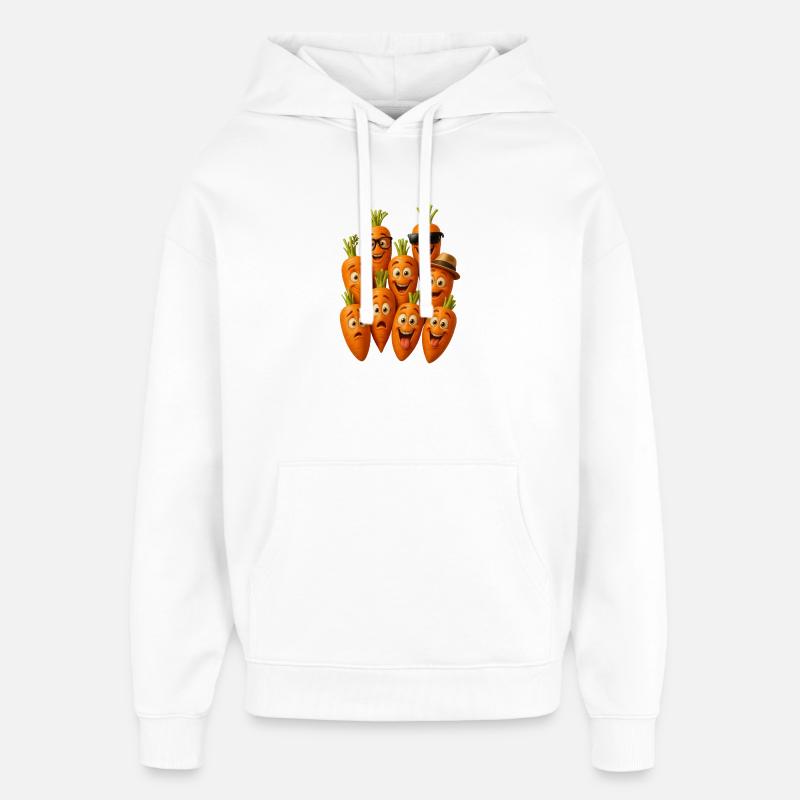 Gang de carottes heureux - Sweat à capuche unisexe Stanley/Stella Oversized - blanc